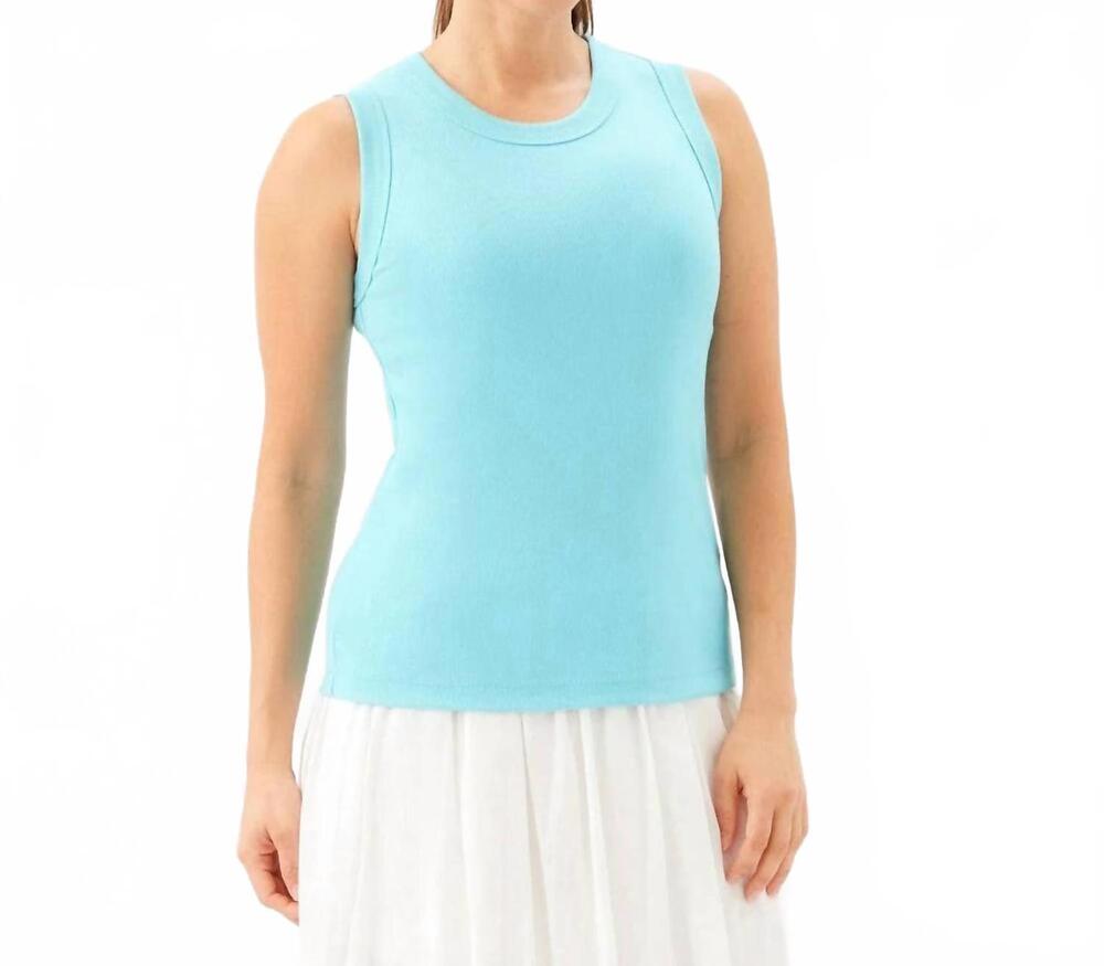 NEW KAREN KANE ribbed crewneck tank in aqua